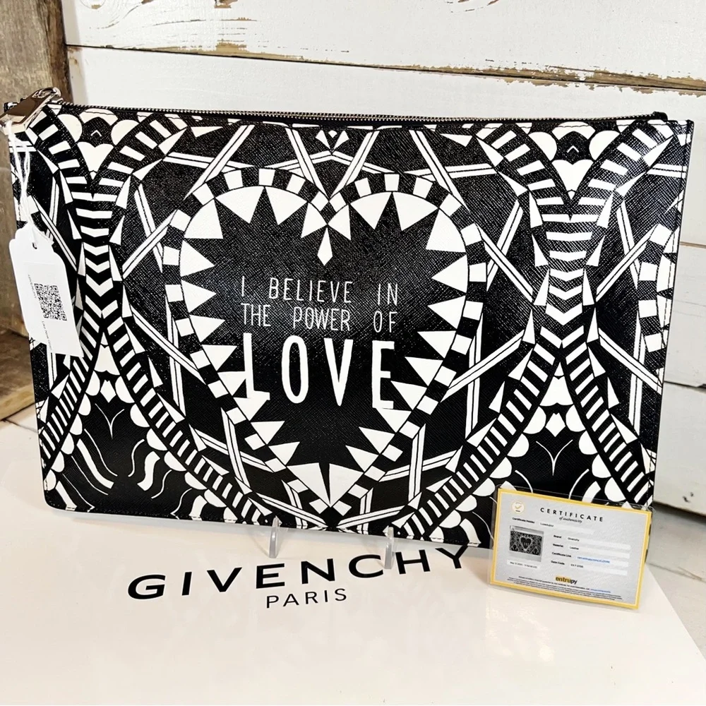Givenchy “Power of Love” Coated Canvas Clutch/Pouch